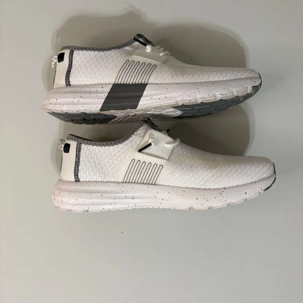 Hey Dude Women Sirocco White Sport Stripe Slip On Sneakers Size 11 Walking Shoes